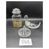 Vintage glass canister with lid, extra lid,