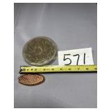 Vintage glass floral frog, Metal floral frog