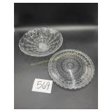 Vintage glass bowl, glass platter