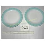 2 Milk glass plates with ruffled edges