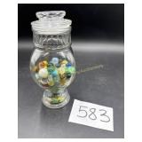 Marbles with Glass Container