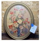 Vintage Floral Still Life Oval Picture