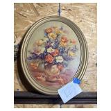 Vintage Floral Still Life Oval Picture