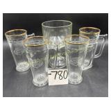 Fallstaff Beer Mugs (4 Total) and Fish Bowl Cup