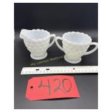 Anchor Hockering White Milk Glass Creamer and