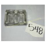 Antique glass double salt cellar