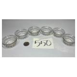 6 Vintage clear glass pedestal salt cellar