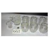 Vintage glass, small pitcher, small bud vase, 6
