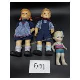 Oumlet String-Jointed Bisque Porcelain Dolls and