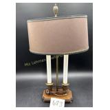 Desk Lamp--2 Pillar--Brass and Wood