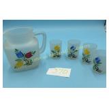 Vintage Federal Square Frosted glass pitcher and