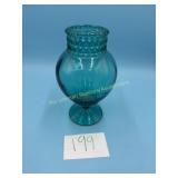 Vintage Tiffin ' Dakota' blue glass apothecary jar