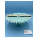1950's Fenton Turquoise crest cake stand