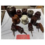 Misc. Brown ceramic pieces including insulators