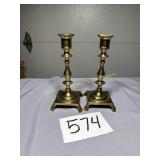 Brass Candle Stick Holders with W Stamped on the