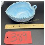 Fenton  Blue opalescent hobnail candy dish