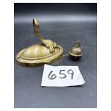 Vintage Brass Wall Sconce and Brass Elephant