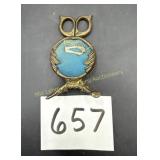 Vintage Brass Owl Pincushion and scissors