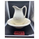 Unmarked Bowl and Pitcher, Rose floral pattern