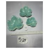 Vintage Leaf Shaped stacking pottery,  glass