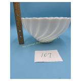 Swirled Vintage Milk Glass Punch Bowl