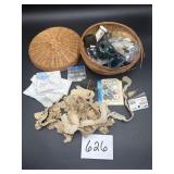 Vintage basket full of material