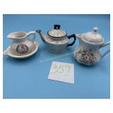 3 Porcelain teapots, little damage