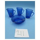 1930's Shirley Temple Blue Glass -  Small Pitchers