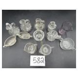 Clear Glass--Cruets, Creamer and sugar,