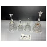 4 Clear glass bells
