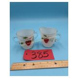 Hand painted Strawberry sugar and creamer