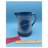 Vintage Salt glaze Blue Stoneware Pitcher