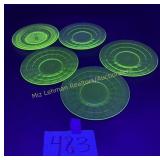5 Uranium glass dessert plates