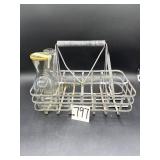 Metal Milk Bottle Carrier with 3 Milk Bottles
