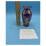 Carnival glass fluted vase