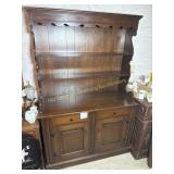 Dark Wood Hutch, open-shelving with scalloped