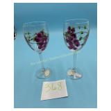 Hand painted Floral design Wine glasses- 2