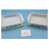 Vintage Glasbake pans 8x8 white and blue