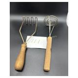2 Primitive Wood handled Mashers
