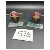 Cast Iron Indian Head Book Ends