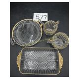 Vintage Jeannette Glass Hobnail, Sugar, Creamer,