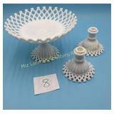 Westmoreland lattice Edge milk glass candle