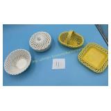 Vintage Spanish Ceramic Pottery Open Weave Baskets
