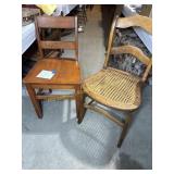 2 Antique chairs, 1 cane bottom