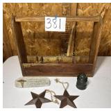 Wood Decorative Caddy, Primitive Stars, Nurse's