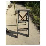 Primitive Painted Wood Step Ladder 33' Tall
