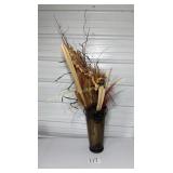 17' Metal bronze toned vase with Fall colored