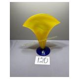 Blenko handcrafted Yellow/Blue vase
