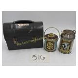 Vintage Grey Work lunch pale, milk can style tin,