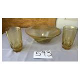 MCM Amber color, Diana pattern by Federal glass